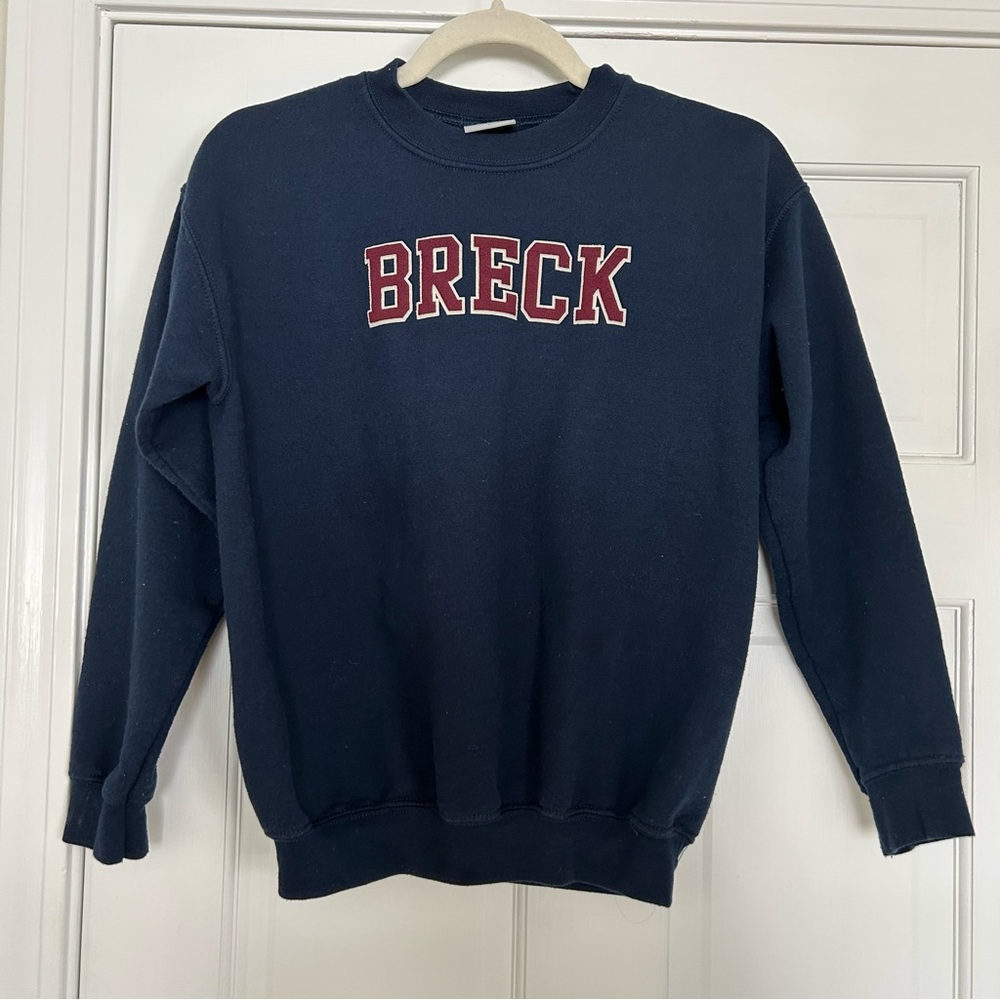 Youth Kids Breckenridge Breck Navy Sweatshirt Patch Letters Large